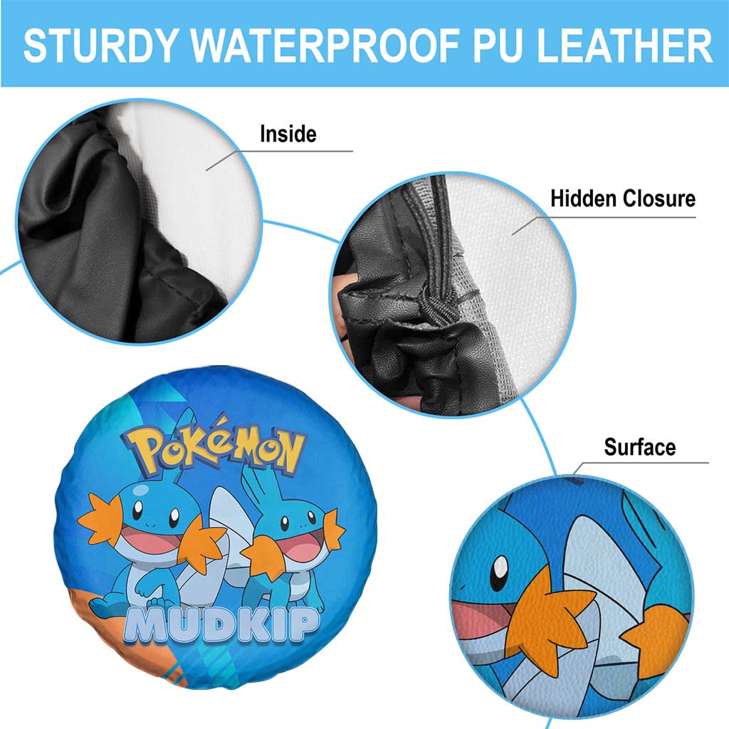 Mudkip Poké Spare Tire Cover Playful Blue Gradient Cartoon Style