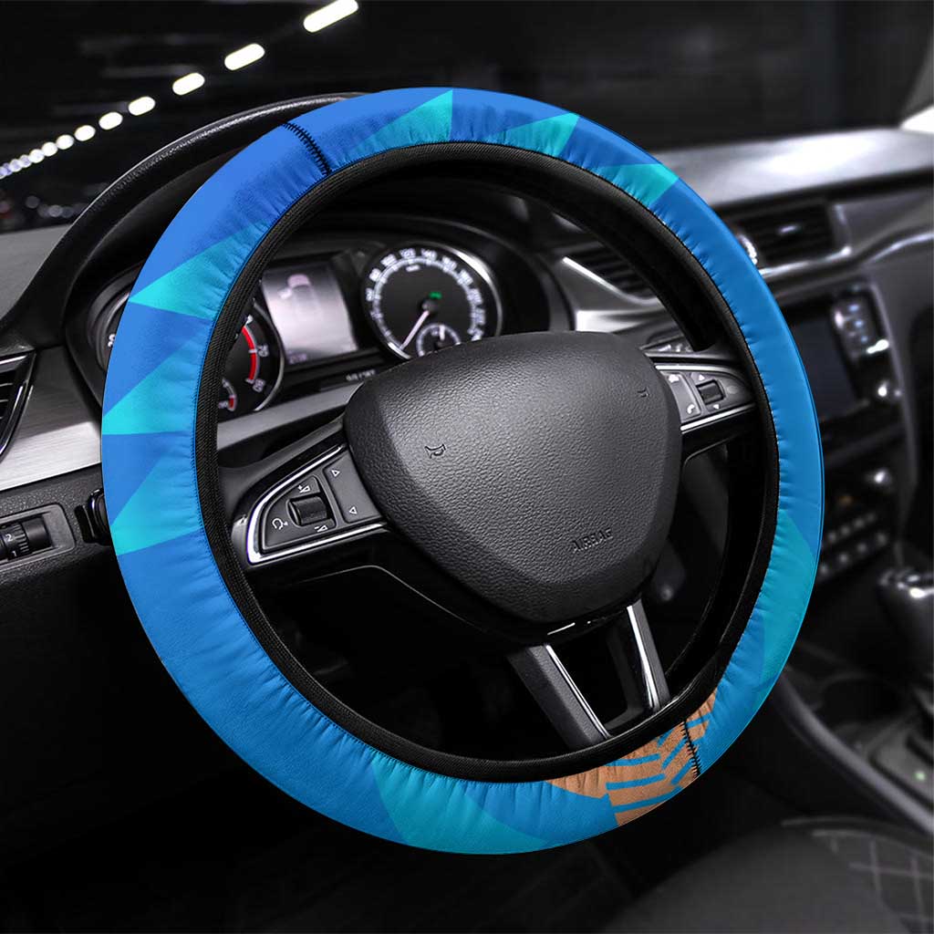 Mudkip Poké Steering Wheel Cover Playful Blue Gradient Cartoon Style