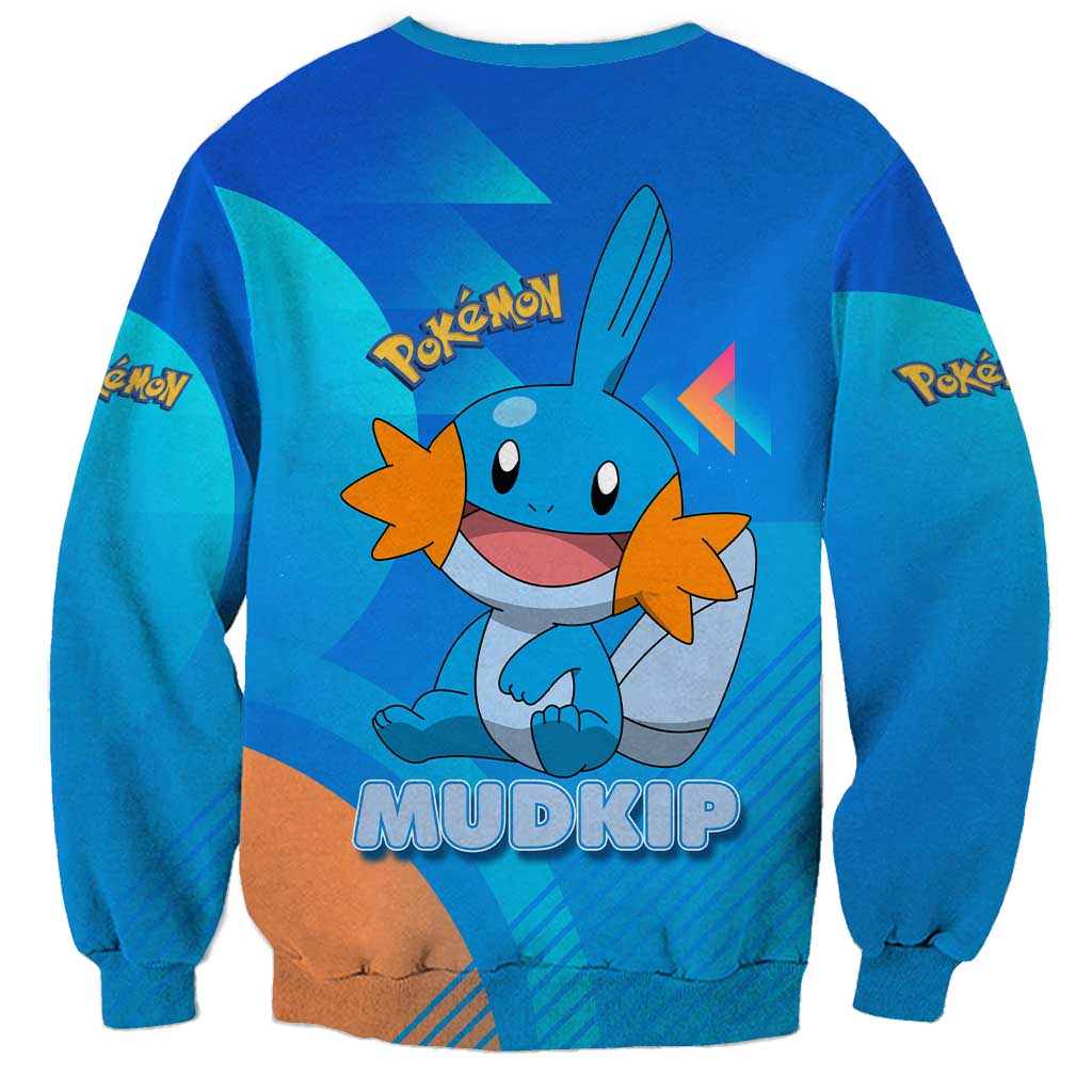 Mudkip Poké Sweatshirt Playful Blue Gradient Cartoon Style
