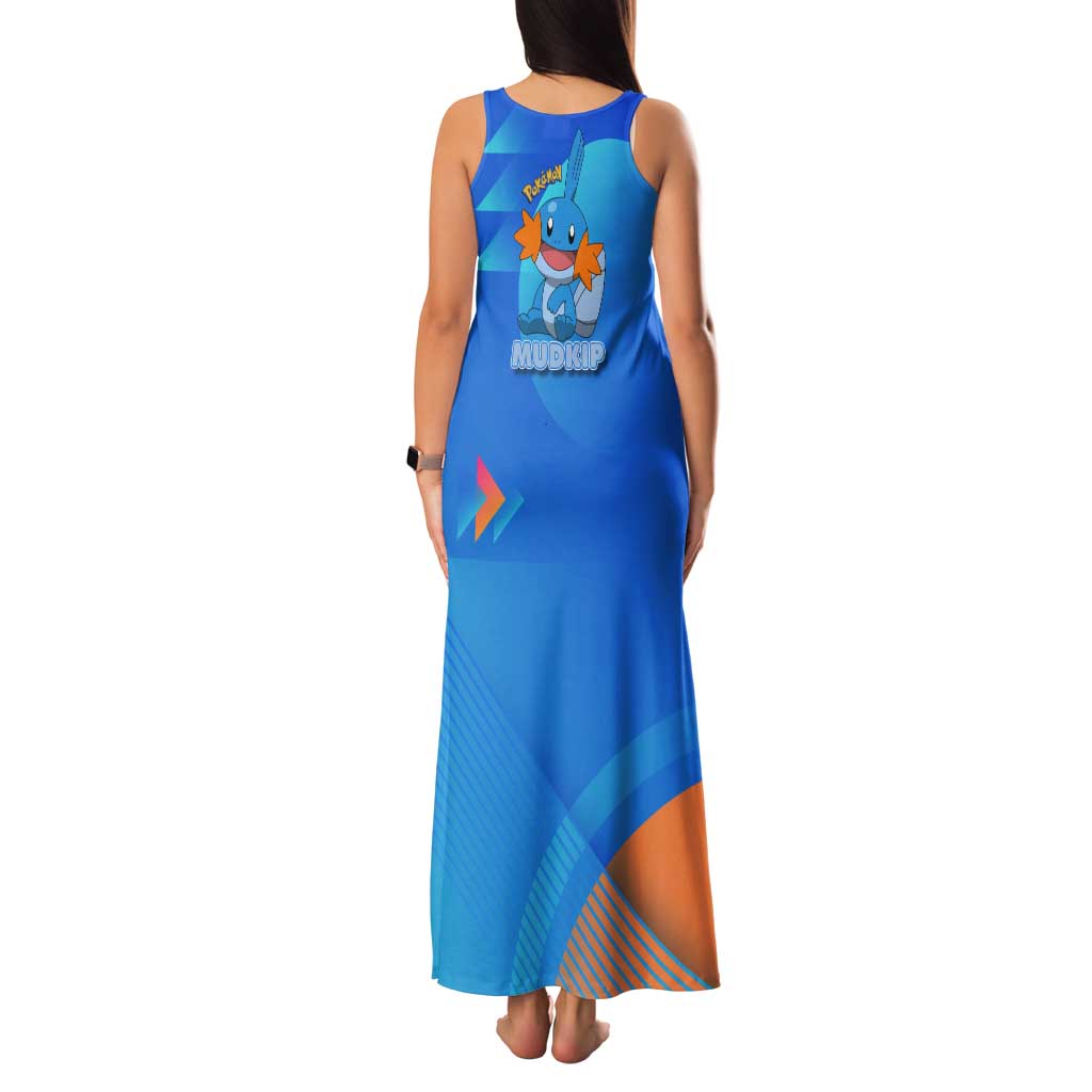 Mudkip Poké Tank Maxi Dress Playful Blue Gradient Cartoon Style