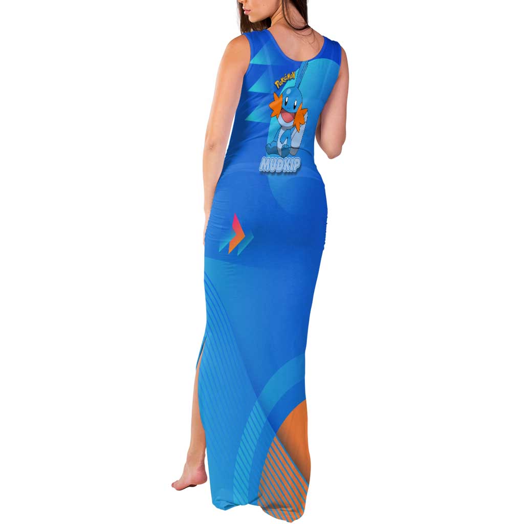 Mudkip Poké Tank Maxi Dress Playful Blue Gradient Cartoon Style