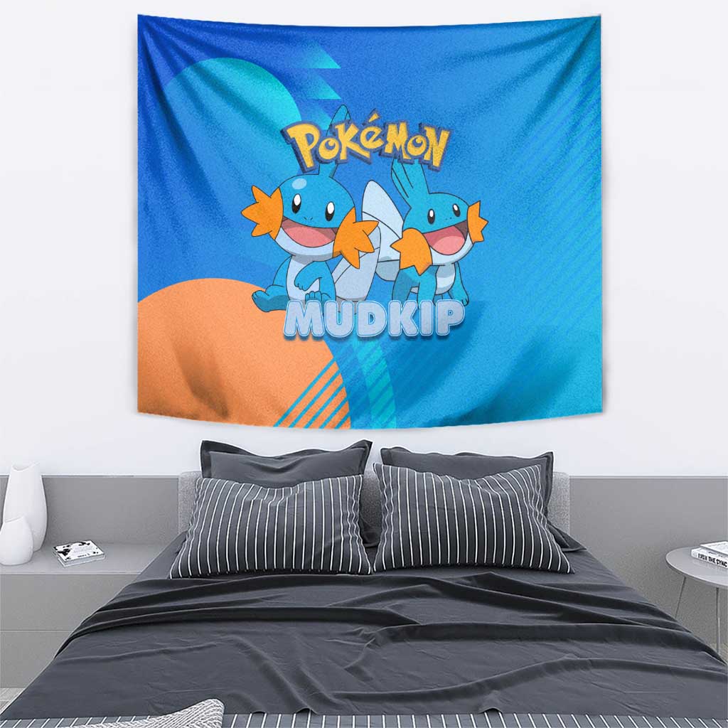 Mudkip Poké Tapestry Playful Blue Gradient Cartoon Style