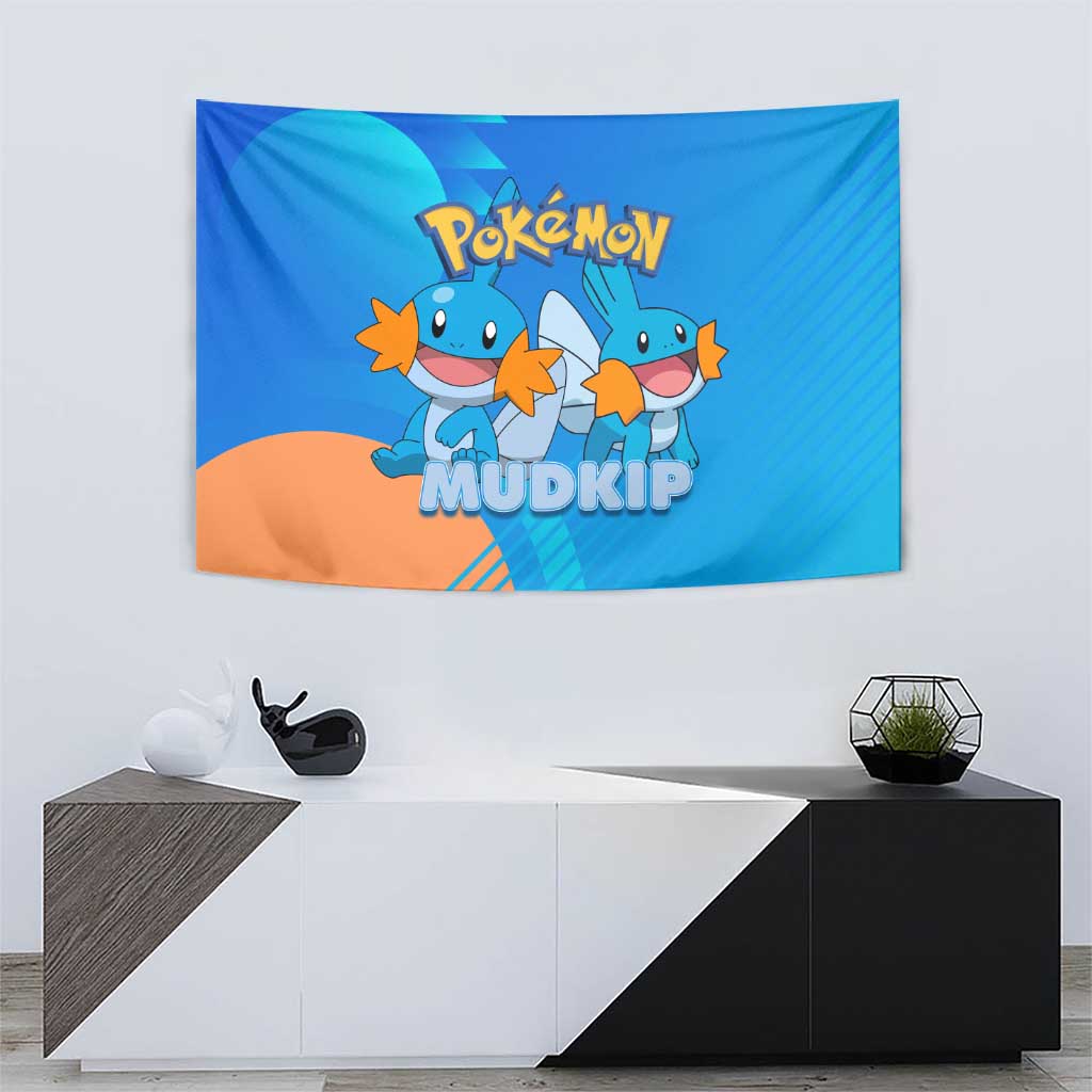 Mudkip Poké Tapestry Playful Blue Gradient Cartoon Style