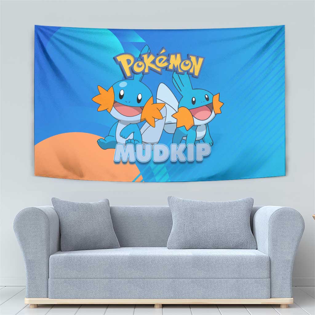 Mudkip Poké Tapestry Playful Blue Gradient Cartoon Style