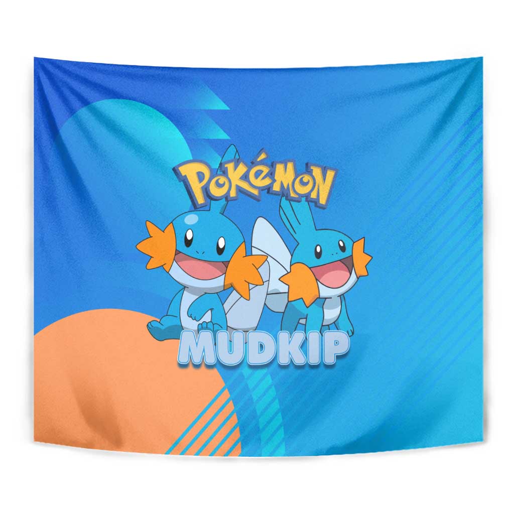 Mudkip Poké Tapestry Playful Blue Gradient Cartoon Style