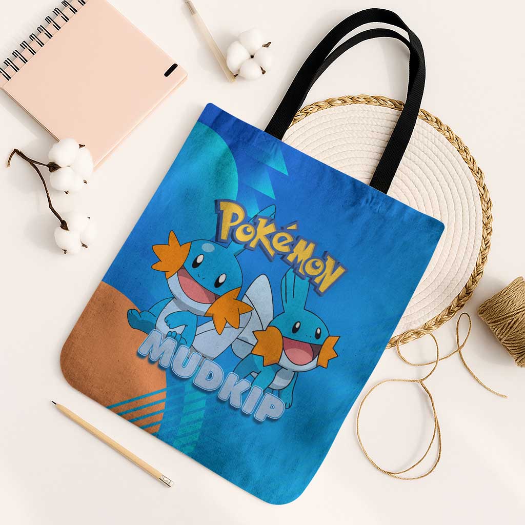 Mudkip Poké Tote Bag Playful Blue Gradient Cartoon Style