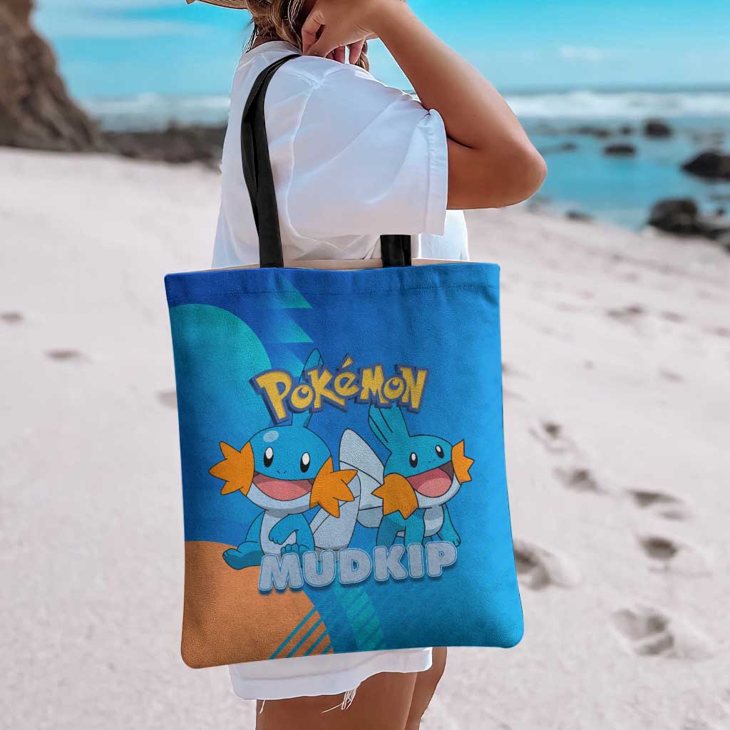 Mudkip Poké Tote Bag Playful Blue Gradient Cartoon Style