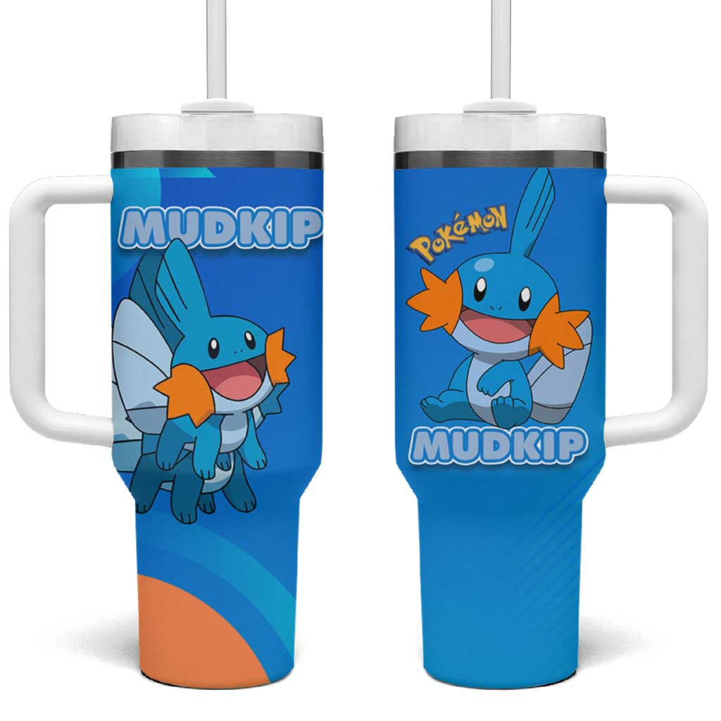 Mudkip Poké Tumbler With Handle Playful Blue Gradient Cartoon Style