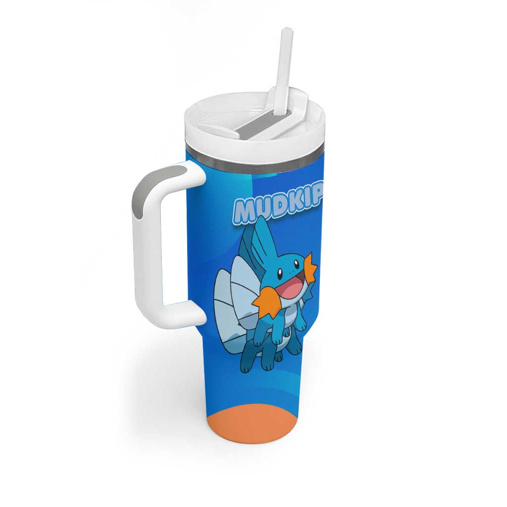 Mudkip Poké Tumbler With Handle Playful Blue Gradient Cartoon Style