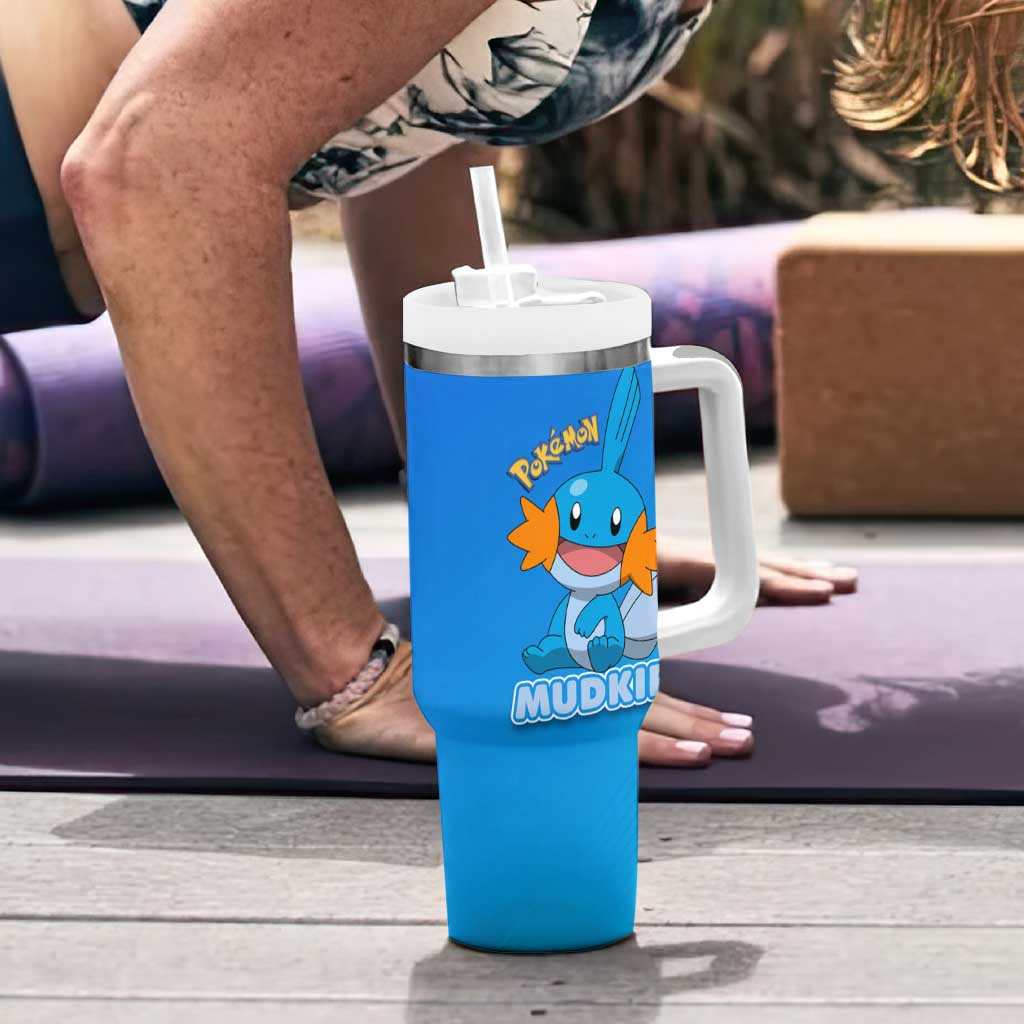 Mudkip Poké Tumbler With Handle Playful Blue Gradient Cartoon Style