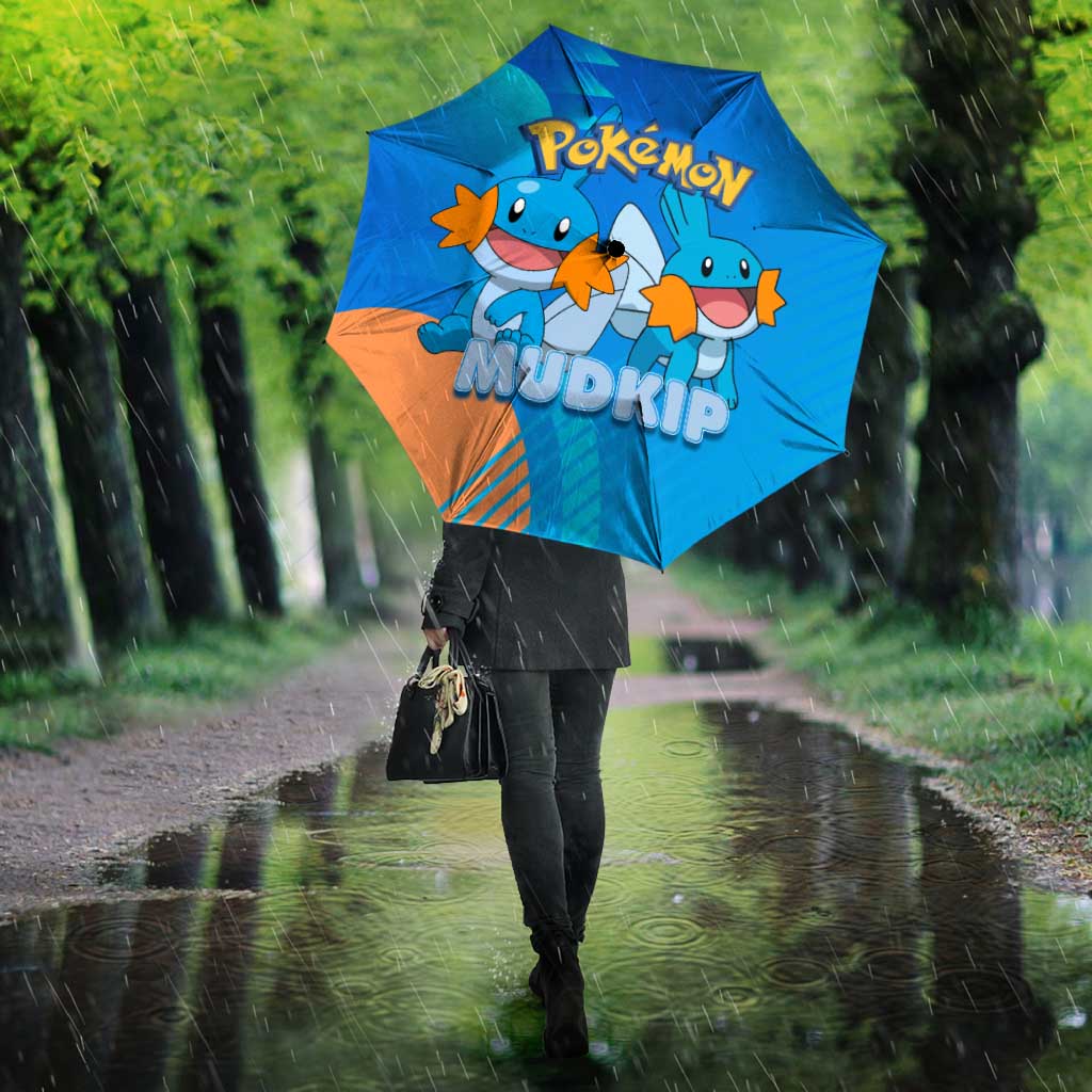 Mudkip Poké Umbrella Playful Blue Gradient Cartoon Style