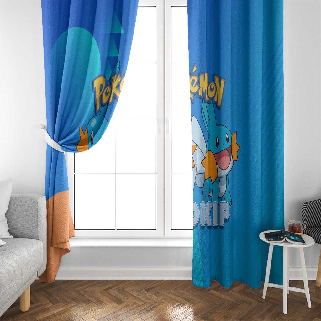 Mudkip Poké Window Curtain Playful Blue Gradient Cartoon Style