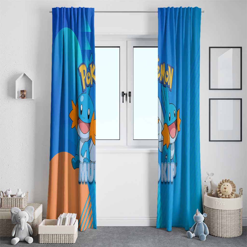 Mudkip Poké Window Curtain Playful Blue Gradient Cartoon Style