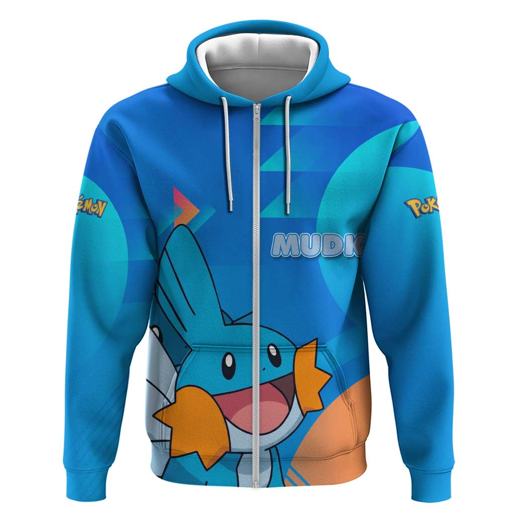 Mudkip Poké Zip Hoodie Playful Blue Gradient Cartoon Style