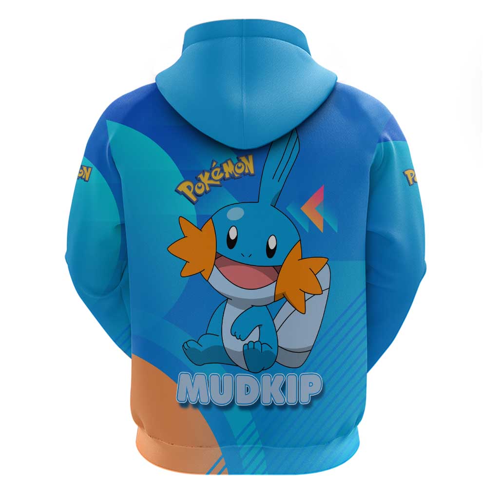 Mudkip Poké Zip Hoodie Playful Blue Gradient Cartoon Style