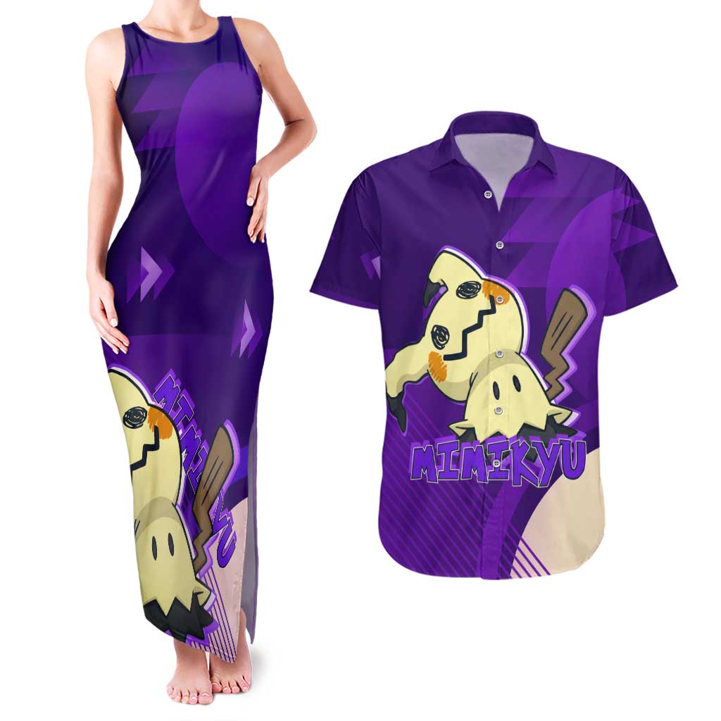 Mimikyu Poké Couples Matching Tank Maxi Dress and Hawaiian Shirt Spooky Scribble Shadow Style