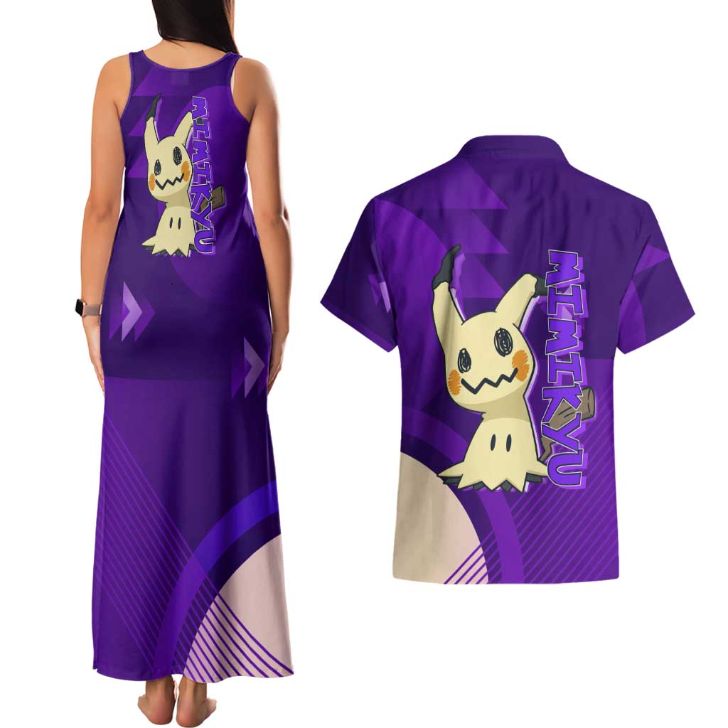 Mimikyu Poké Couples Matching Tank Maxi Dress and Hawaiian Shirt Spooky Scribble Shadow Style