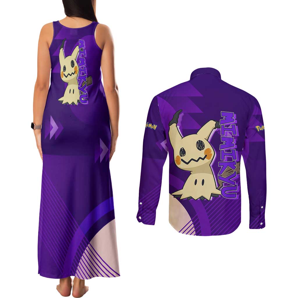 Mimikyu Poké Couples Matching Tank Maxi Dress and Long Sleeve Button Shirt Spooky Scribble Shadow Style