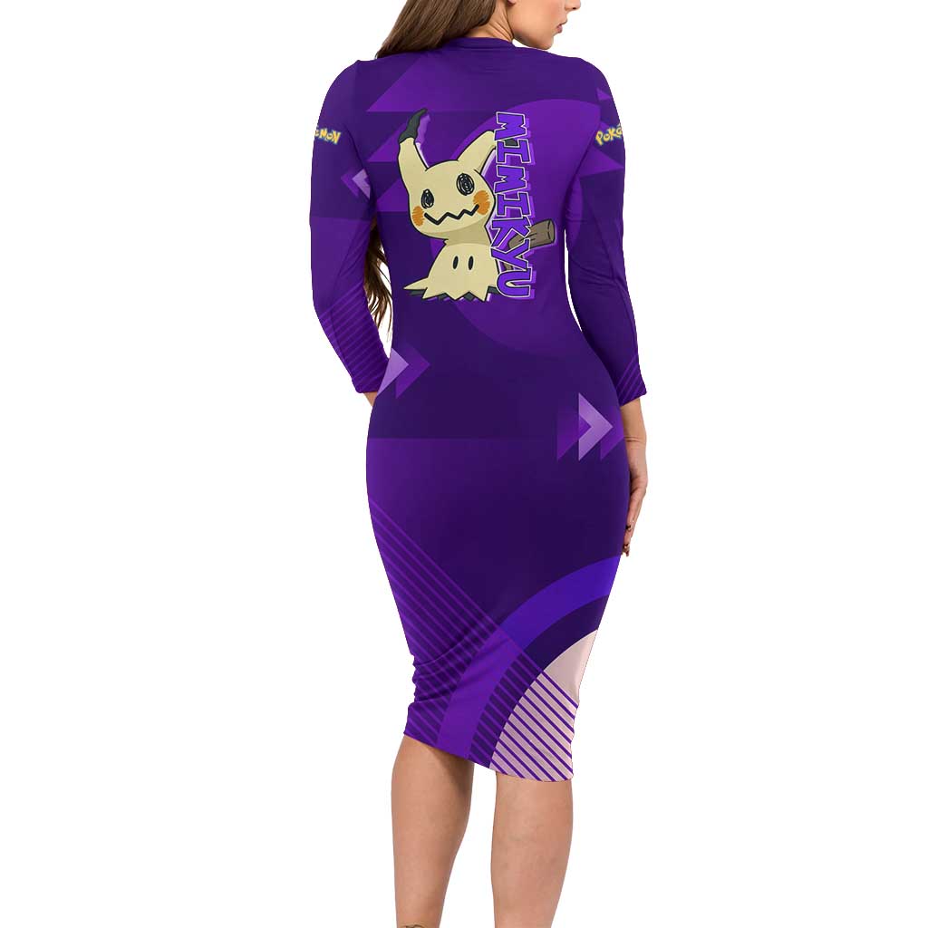 Mimikyu Poké Family Matching Long Sleeve Bodycon Dress and Hawaiian Shirt Spooky Scribble Shadow Style