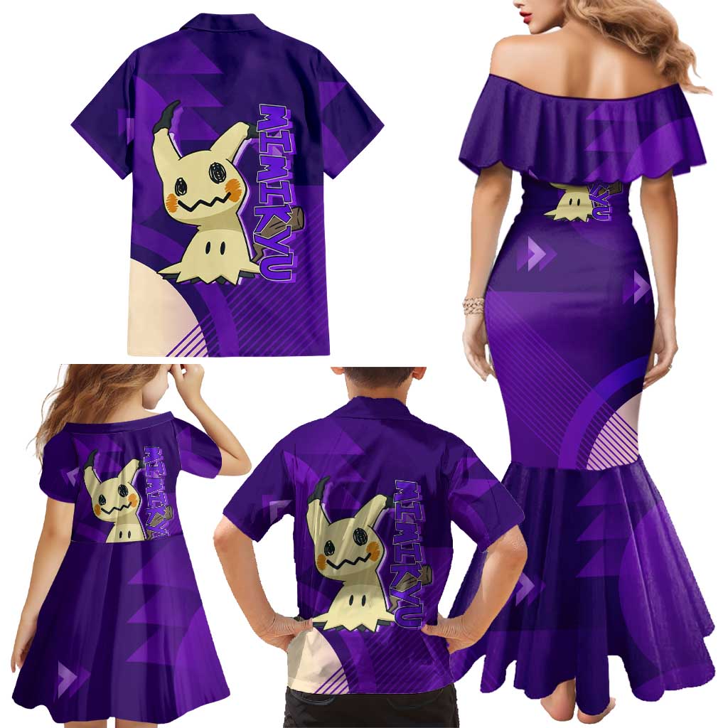 Mimikyu Poké Family Matching Mermaid Dress and Hawaiian Shirt Spooky Scribble Shadow Style