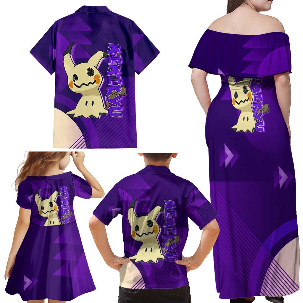 Mimikyu Poké Family Matching Off Shoulder Maxi Dress and Hawaiian Shirt Spooky Scribble Shadow Style
