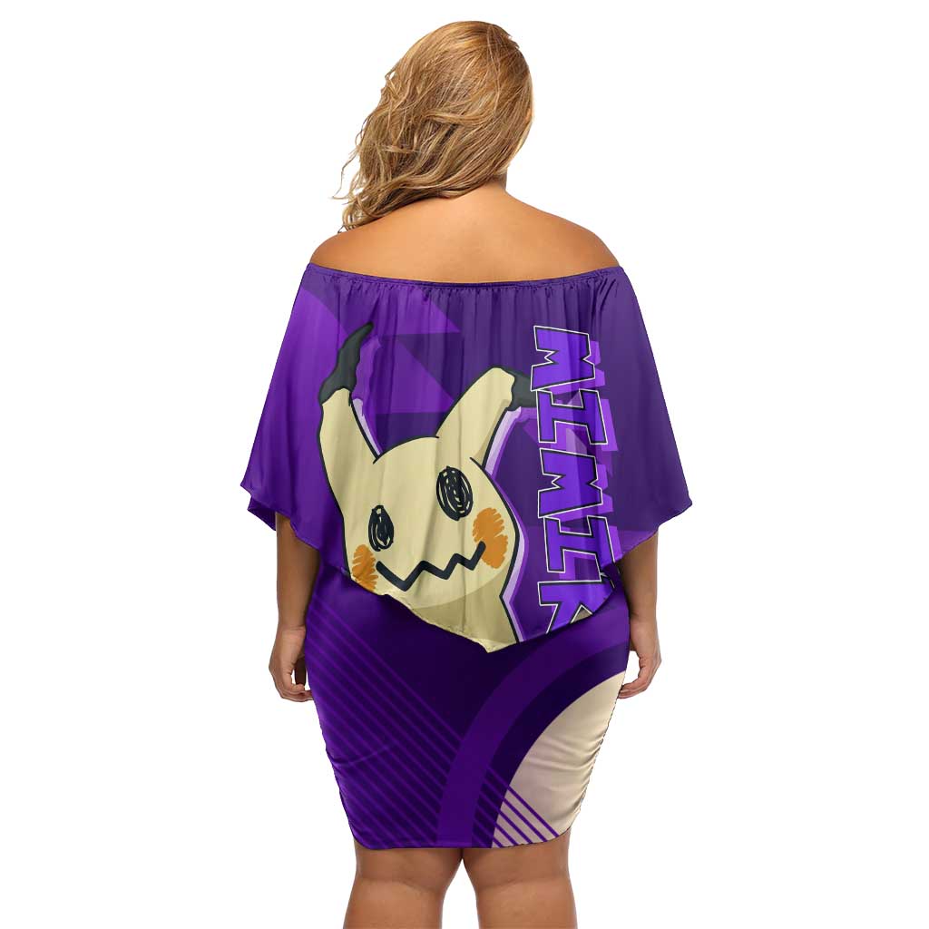Mimikyu Poké Family Matching Off Shoulder Short Dress and Hawaiian Shirt Spooky Scribble Shadow Style