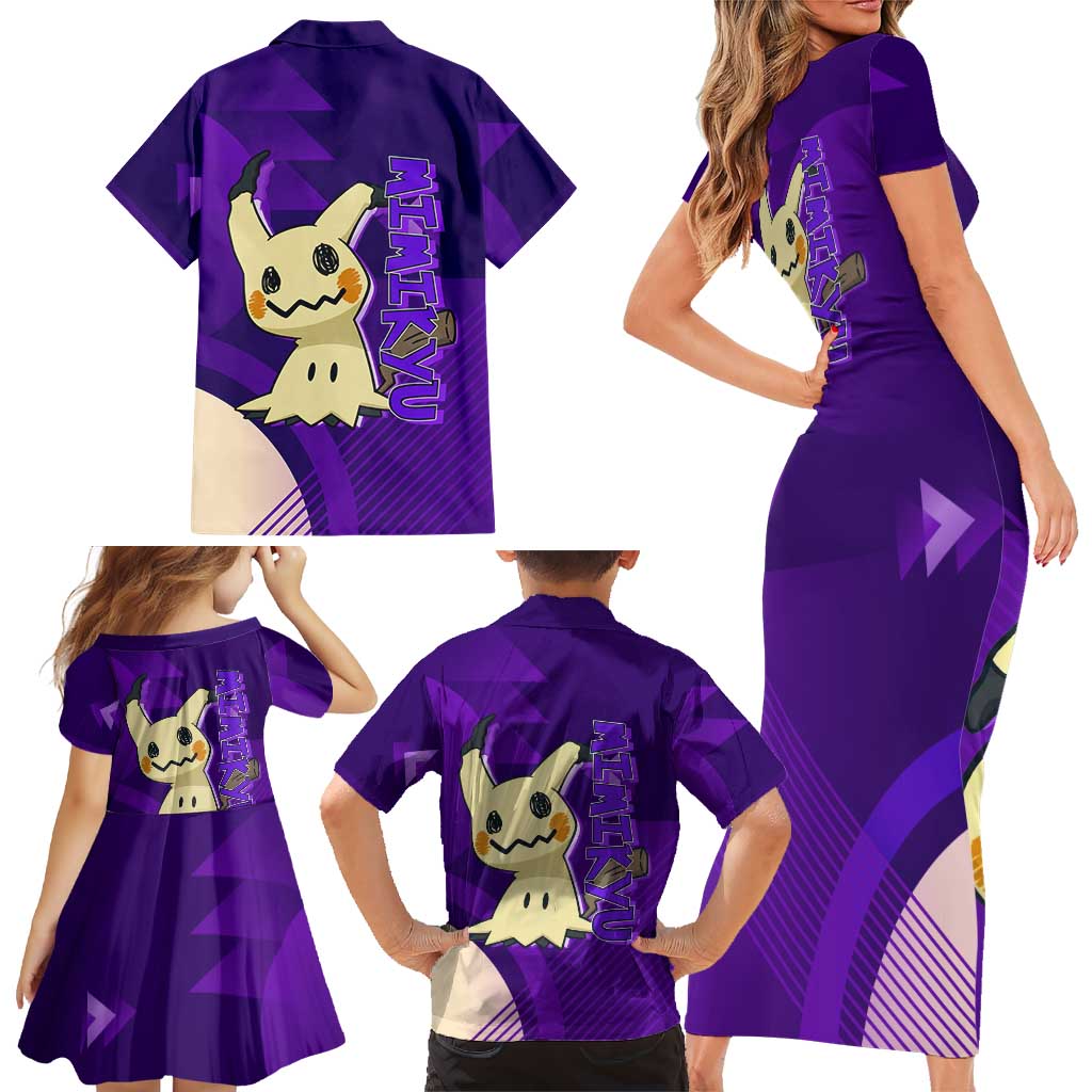 Mimikyu Poké Family Matching Short Sleeve Bodycon Dress and Hawaiian Shirt Spooky Scribble Shadow Style