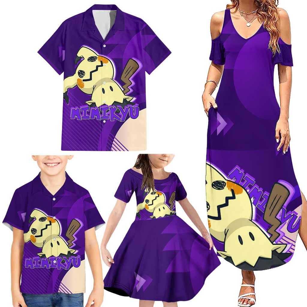 Mimikyu Poké Family Matching Summer Maxi Dress and Hawaiian Shirt Spooky Scribble Shadow Style