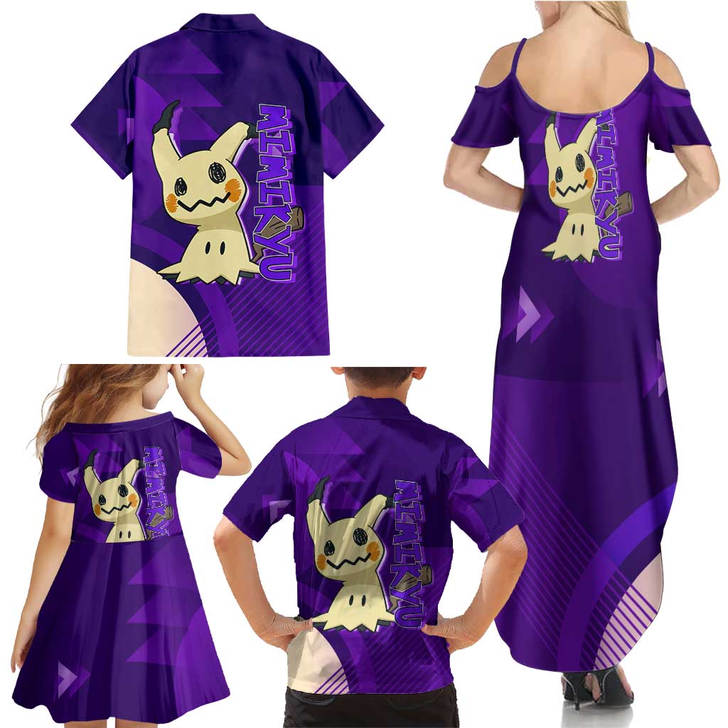 Mimikyu Poké Family Matching Summer Maxi Dress and Hawaiian Shirt Spooky Scribble Shadow Style