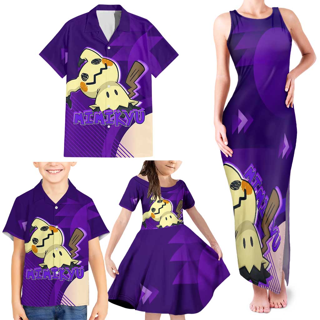 Mimikyu Poké Family Matching Tank Maxi Dress and Hawaiian Shirt Spooky Scribble Shadow Style