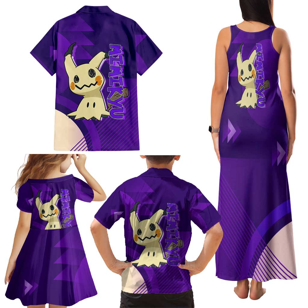Mimikyu Poké Family Matching Tank Maxi Dress and Hawaiian Shirt Spooky Scribble Shadow Style