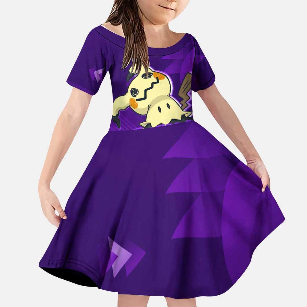 Mimikyu Poké Kid Short Sleeve Dress Spooky Scribble Shadow Style