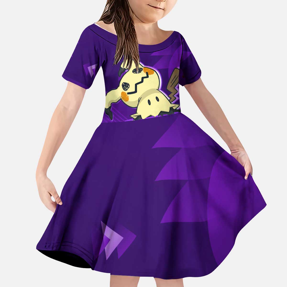 Mimikyu Poké Kid Short Sleeve Dress Spooky Scribble Shadow Style