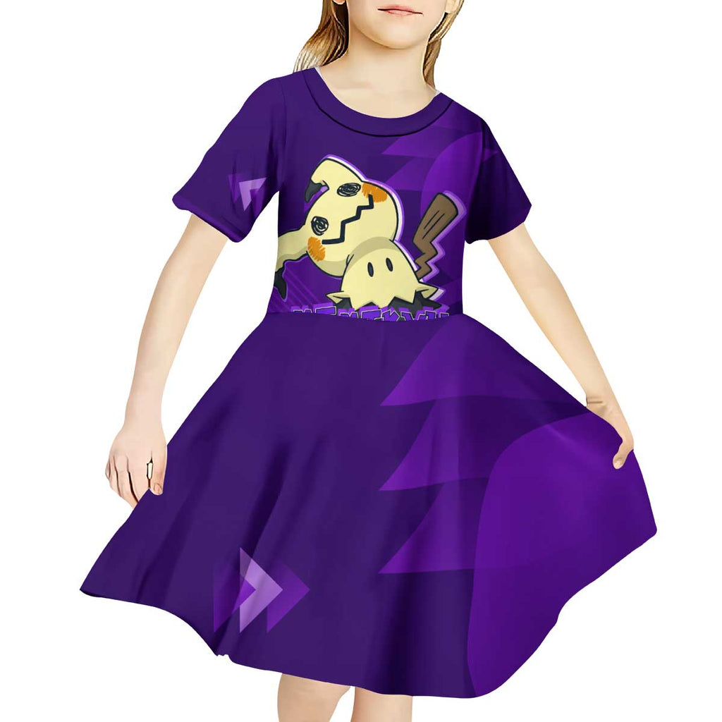 Mimikyu Poké Kid Short Sleeve Dress Spooky Scribble Shadow Style