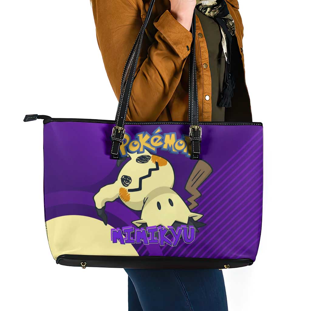 Mimikyu Poké Leather Tote Bag Spooky Scribble Shadow Style