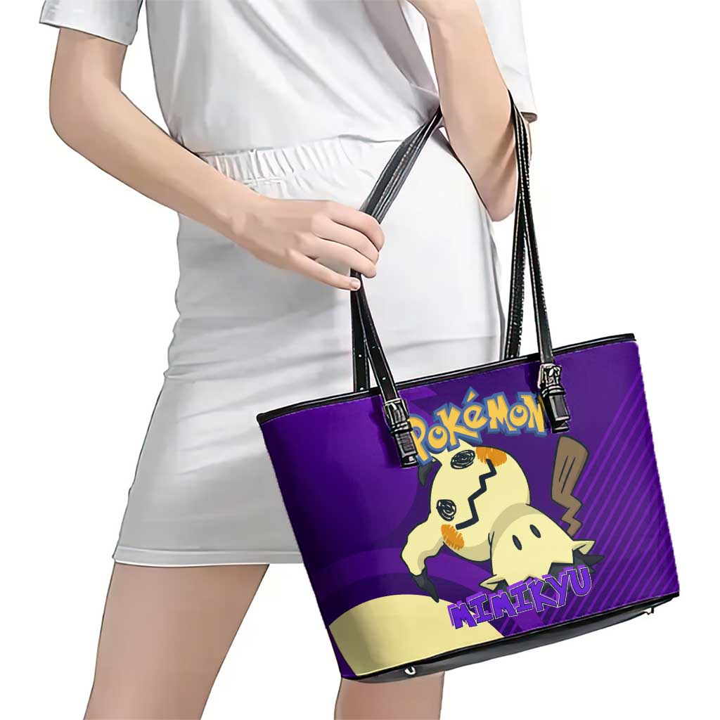 Mimikyu Poké Leather Tote Bag Spooky Scribble Shadow Style