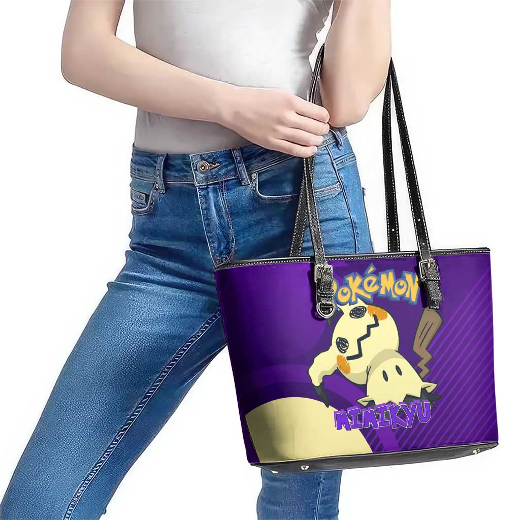 Mimikyu Poké Leather Tote Bag Spooky Scribble Shadow Style