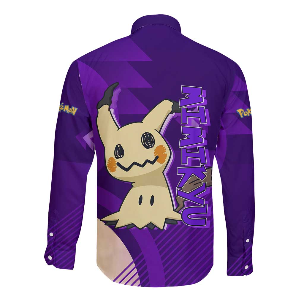 Mimikyu Poké Long Sleeve Button Shirt Spooky Scribble Shadow Style