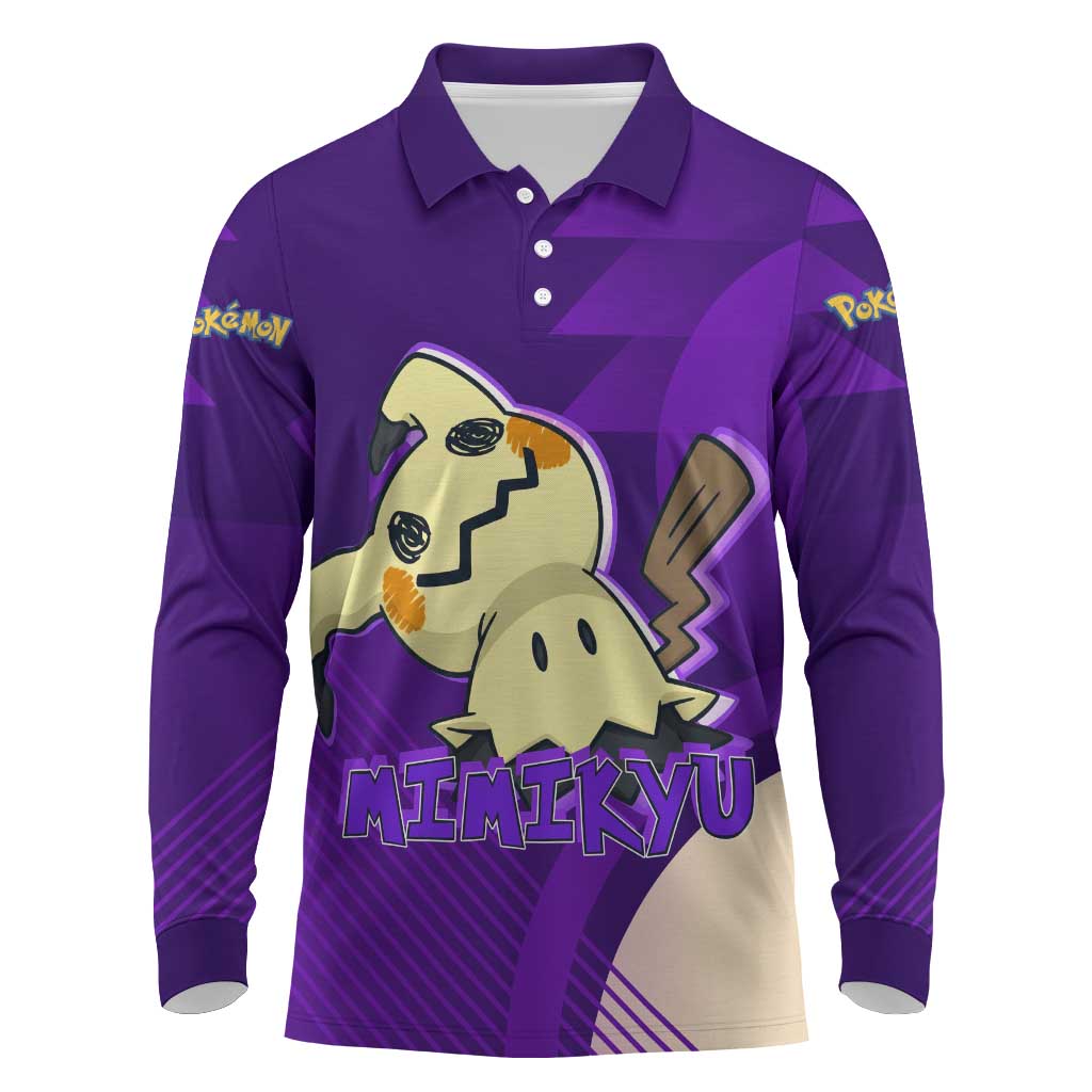 Mimikyu Poké Long Sleeve Polo Shirt Spooky Scribble Shadow Style