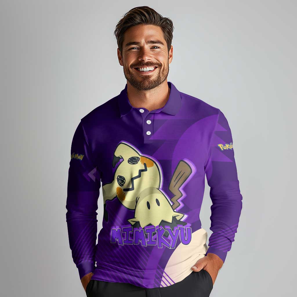 Mimikyu Poké Long Sleeve Polo Shirt Spooky Scribble Shadow Style