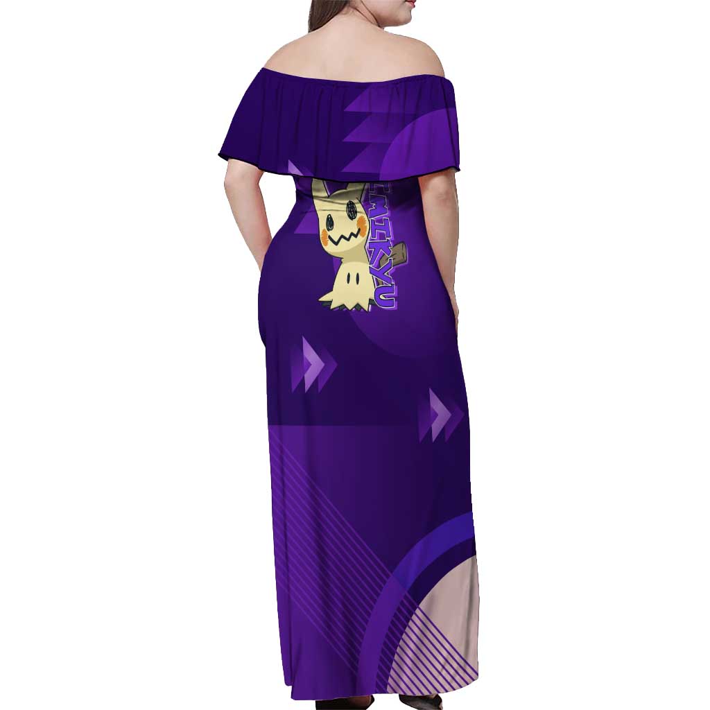 Mimikyu Poké Off Shoulder Maxi Dress Spooky Scribble Shadow Style