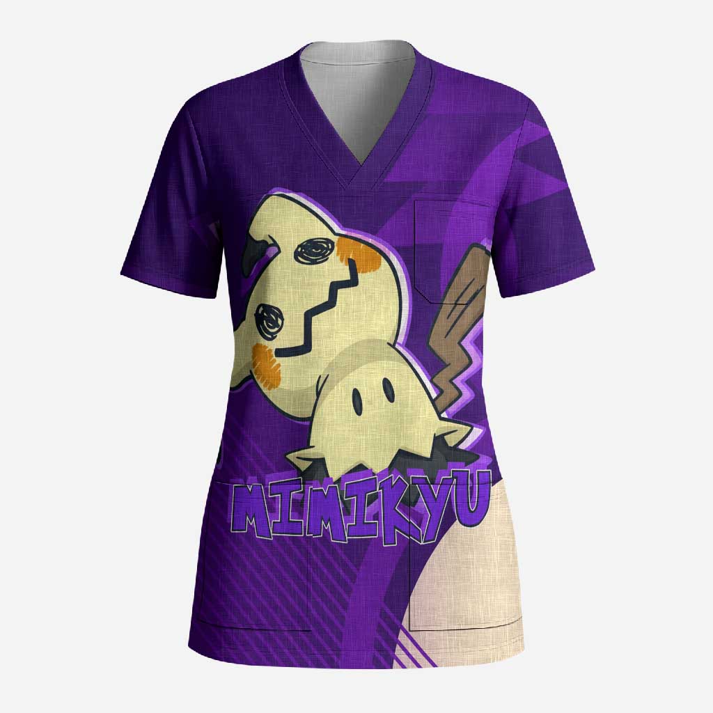 Mimikyu Poké Scrub Top Spooky Scribble Shadow Style