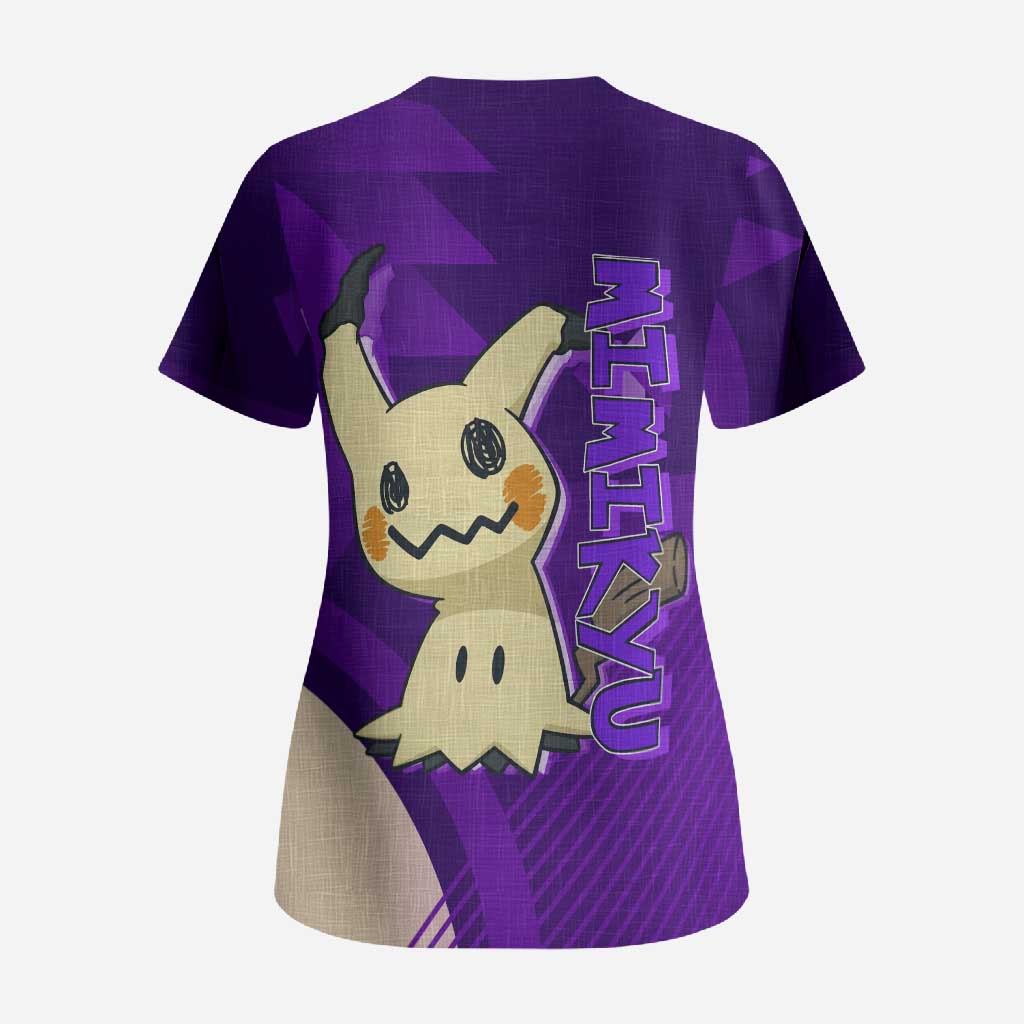 Mimikyu Poké Scrub Top Spooky Scribble Shadow Style