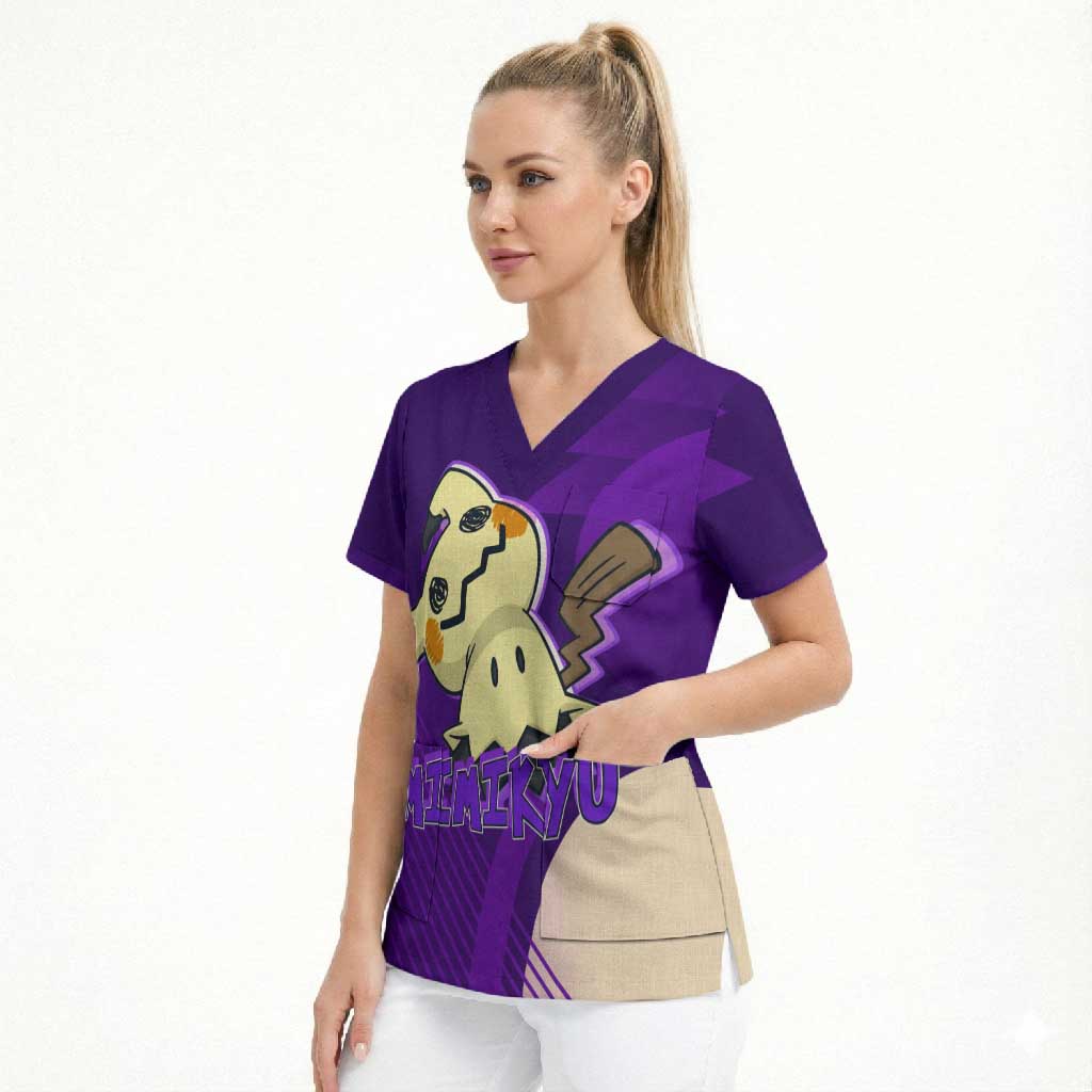 Mimikyu Poké Scrub Top Spooky Scribble Shadow Style