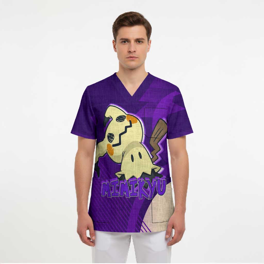 Mimikyu Poké Scrub Top Spooky Scribble Shadow Style