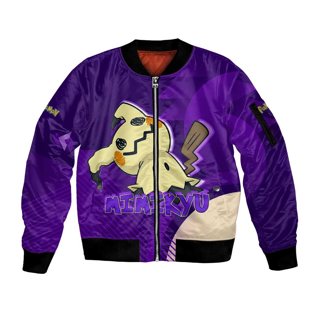 Mimikyu Poké Sleeve Zip Bomber Jacket Spooky Scribble Shadow Style
