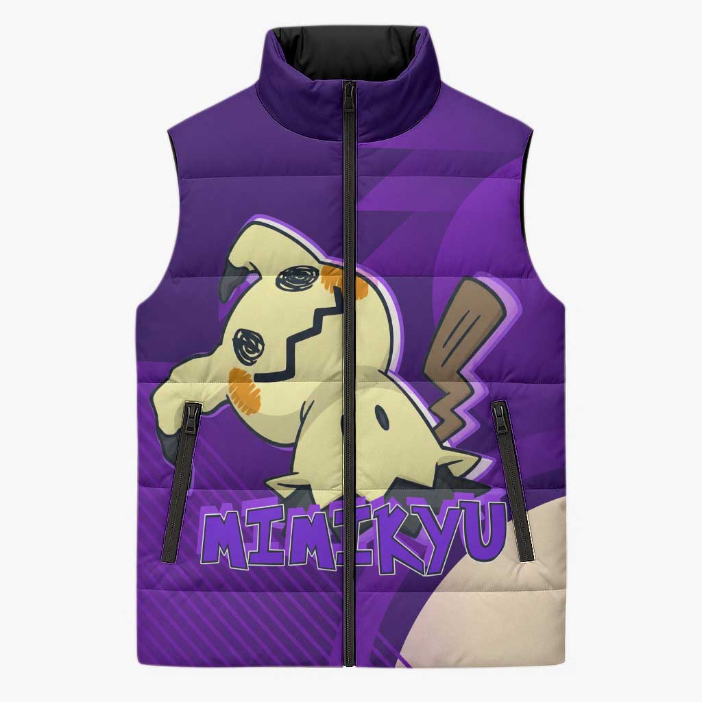 Mimikyu Poké Sleeveless Puffer Jacket Spooky Scribble Shadow Style