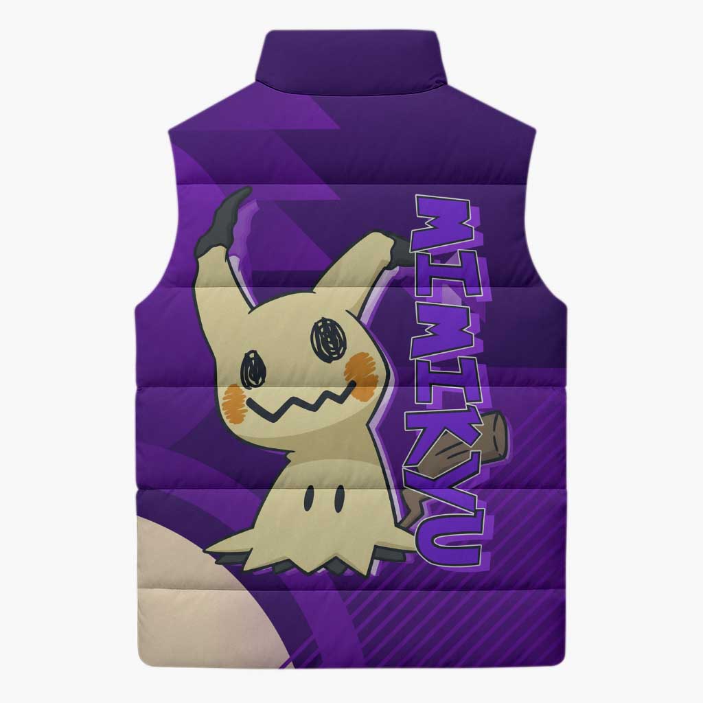 Mimikyu Poké Sleeveless Puffer Jacket Spooky Scribble Shadow Style