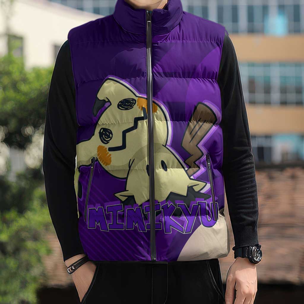 Mimikyu Poké Sleeveless Puffer Jacket Spooky Scribble Shadow Style