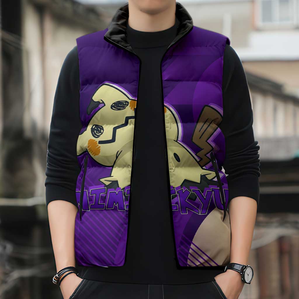Mimikyu Poké Sleeveless Puffer Jacket Spooky Scribble Shadow Style